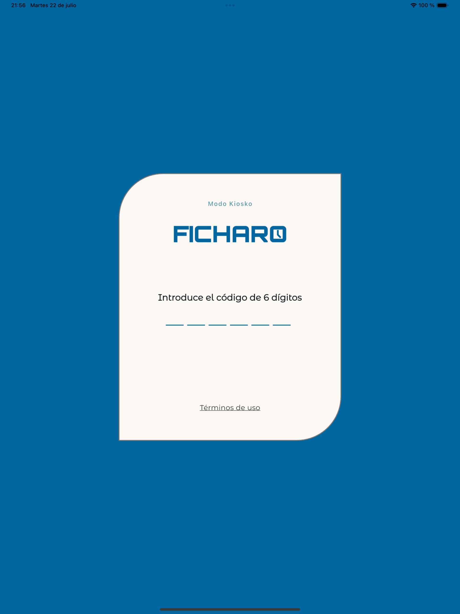 Ficharo en modo quiosco sobre una tablet